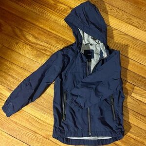 GAP BabyGap Toddler Kid Navy Hooded Jacket Coat with Jersey Gray Lining Size 5